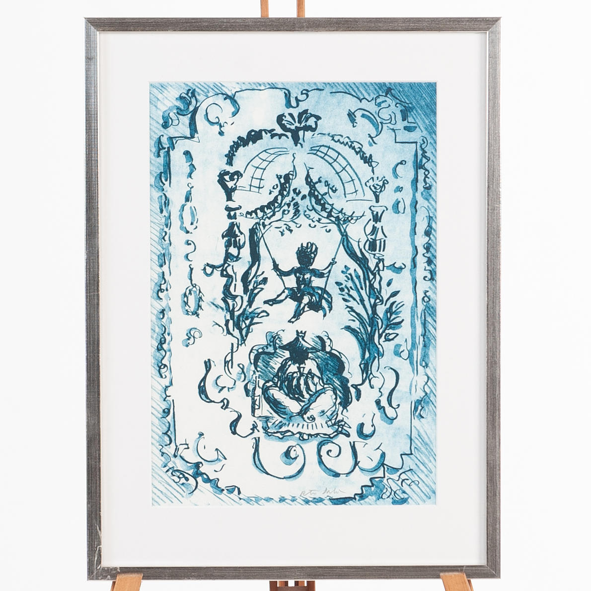 PETER DAHL. Lithograph, blue composition, signed.