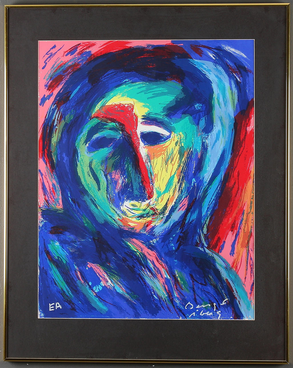 BENGT ÅBERG. Porträtt, färglitografi, signerad och märkt EA.