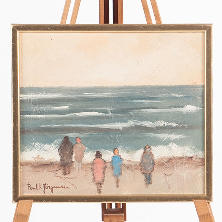 PAUL JÖRGENSEN. Öl auf Tafel „Am Strand“.