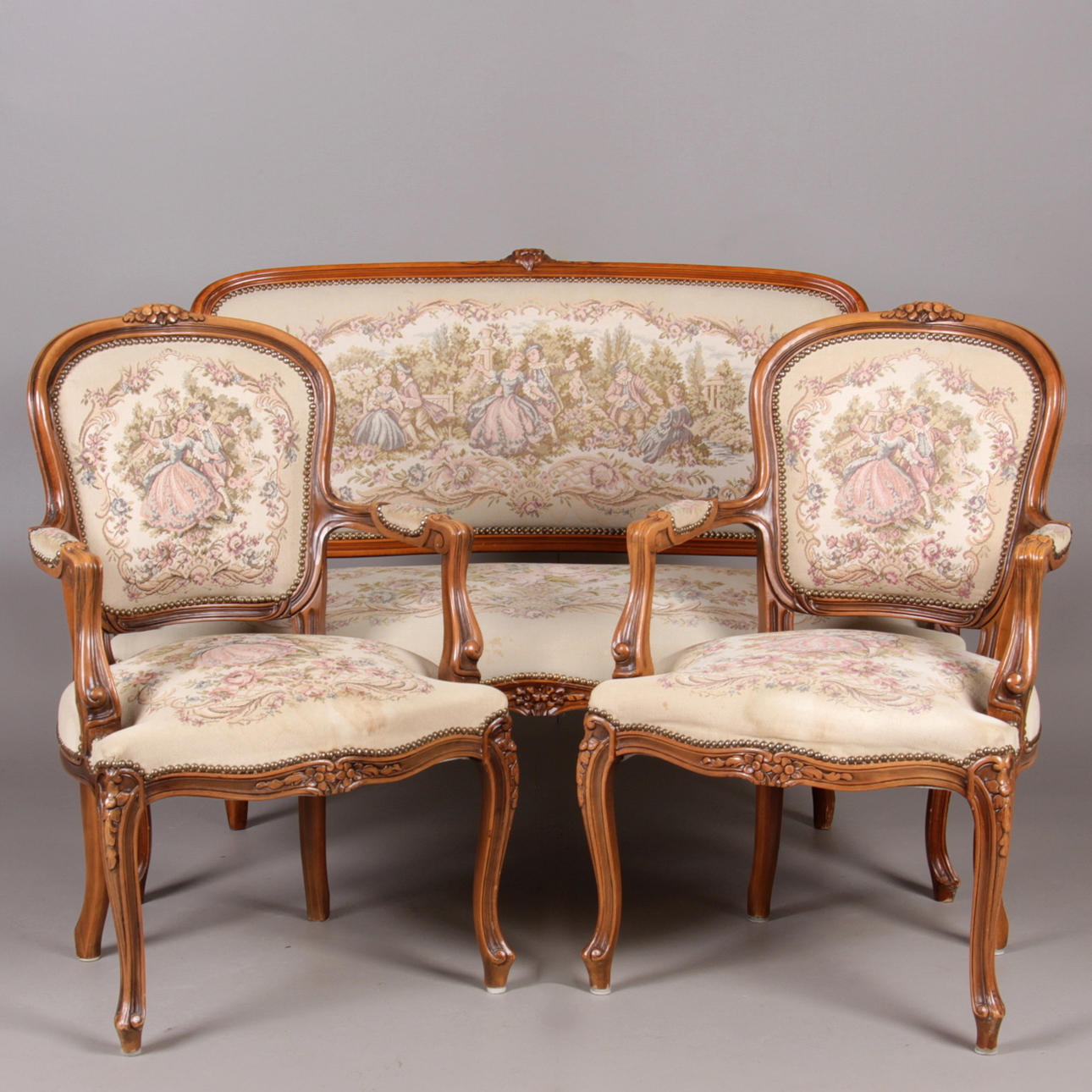 SALONGSGRUPP, 3 delar, rokokostil, 1900-talets andra hälft.