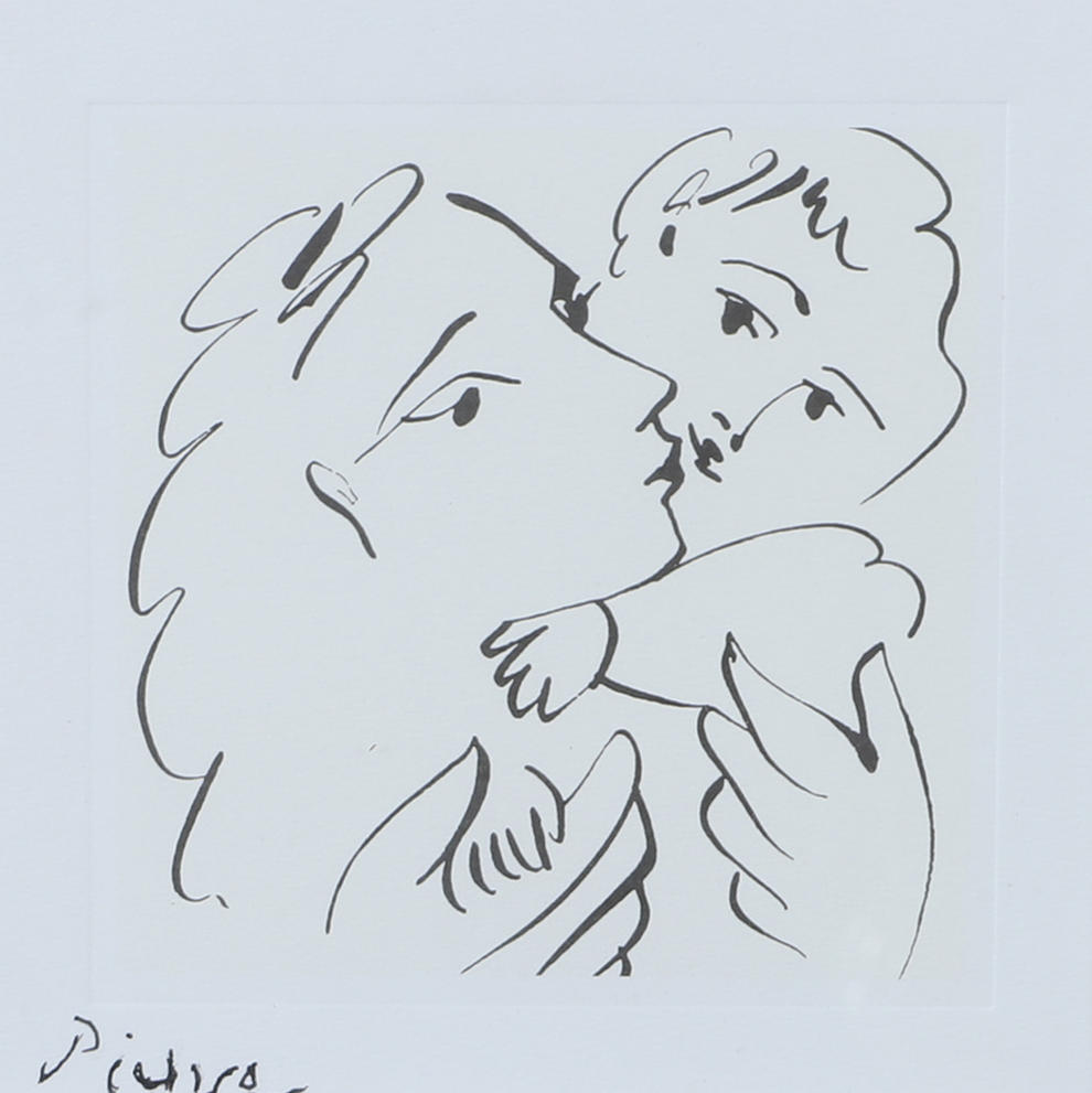 PABLO PICASSO. NACH. Mutter mit Kind, Druck, unsigniert.