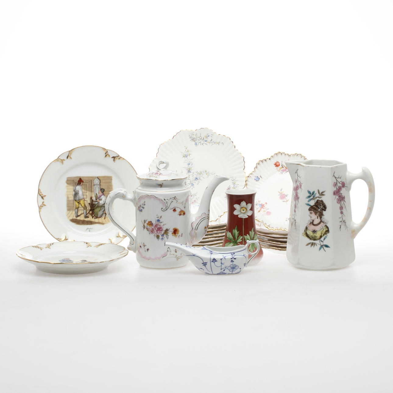 DIVERSE PORSLIN, 23 delar, mestadels Rörstrand, bland annat assietter "Pyrola", 1900-tal.