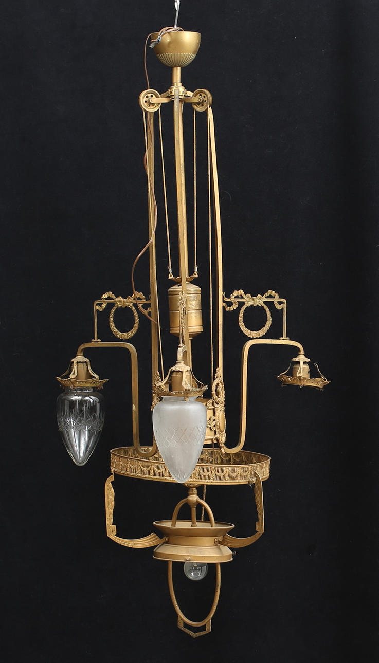 TAKLAMPA, empir, gul metall, tidigt 1900-tal.