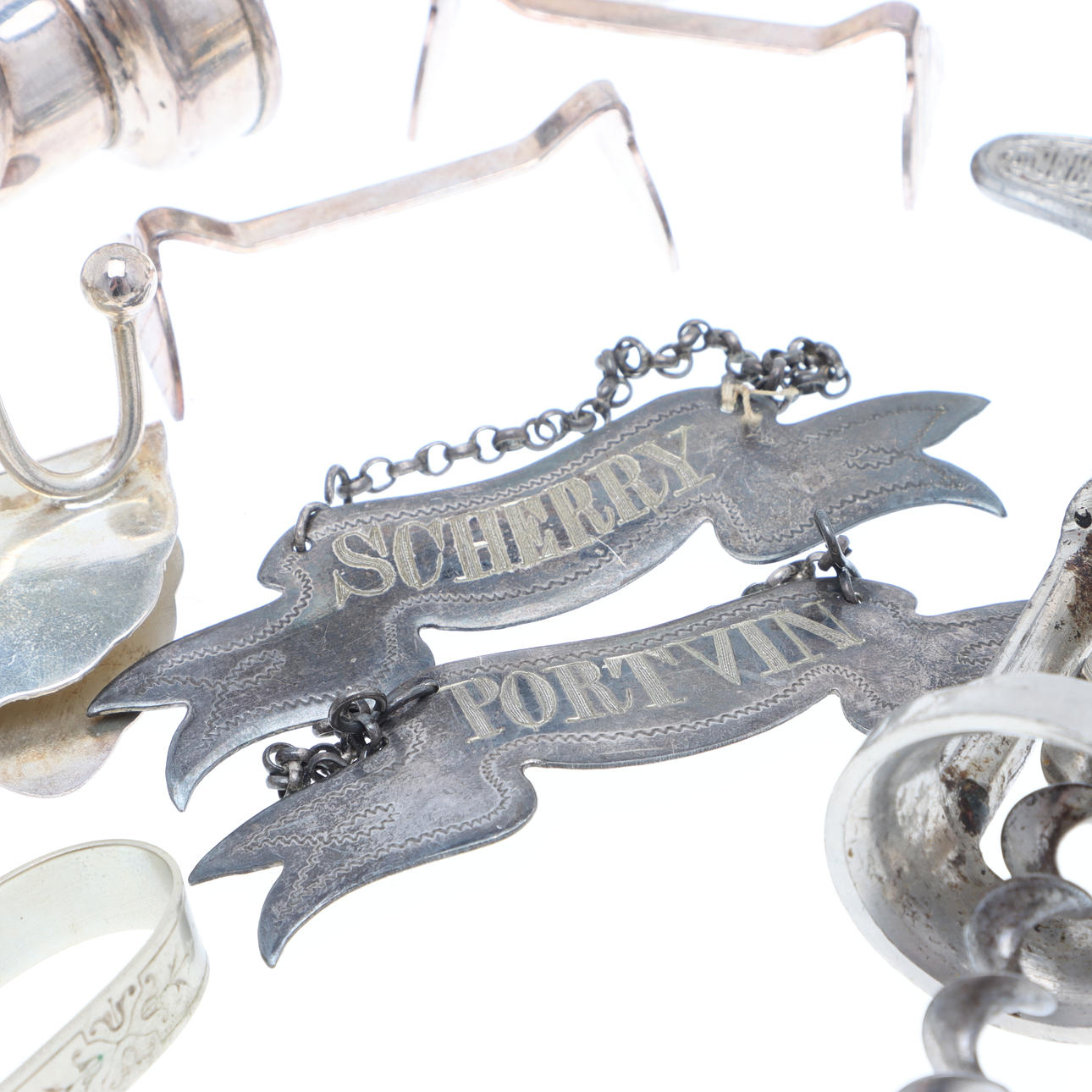 KROKSKRUV, VINPROPPAR M.M. 20 delar, nysilver.