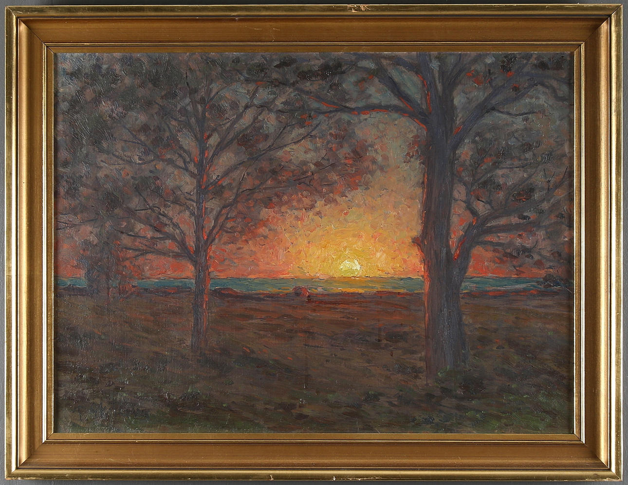 PER EKSTRÖM. Solnedgång vid havet, olja på duk, signerad.