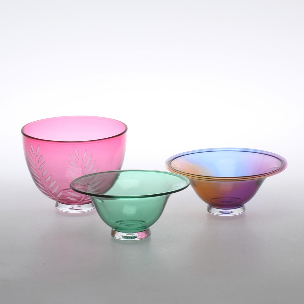 KONSTGLAS, 3 delar, Hetalåga, sign.