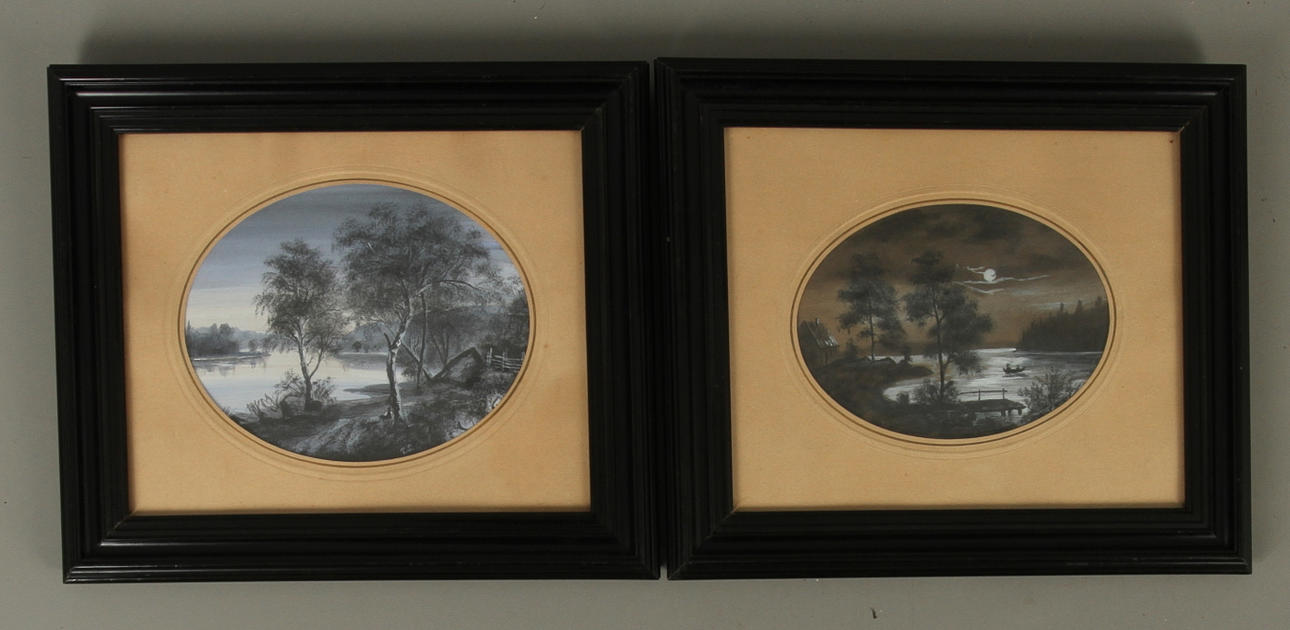 OKÄND KONSTNÄR. 2 st, Landskapsmotiv, blandteknik.