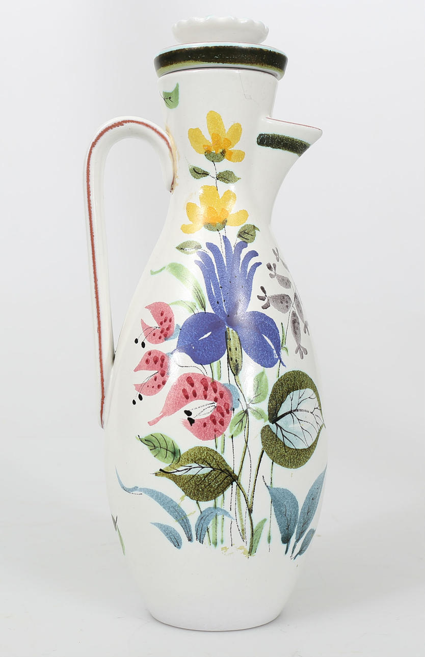 STIG LINDBERG. Karaff med lock, fajans, Gustavsberg.