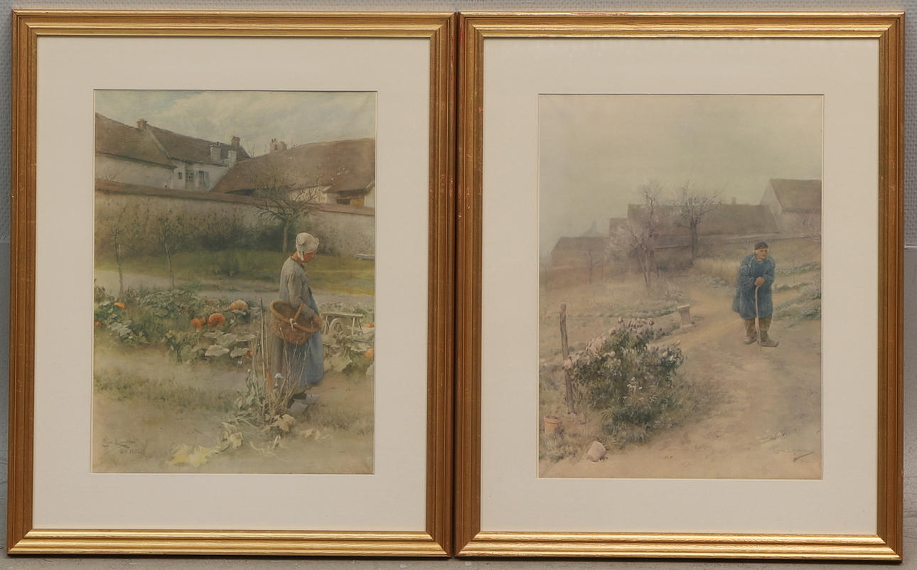 CARL LARSSON. Efter, tryck, 2 st, "Oktober och "November".