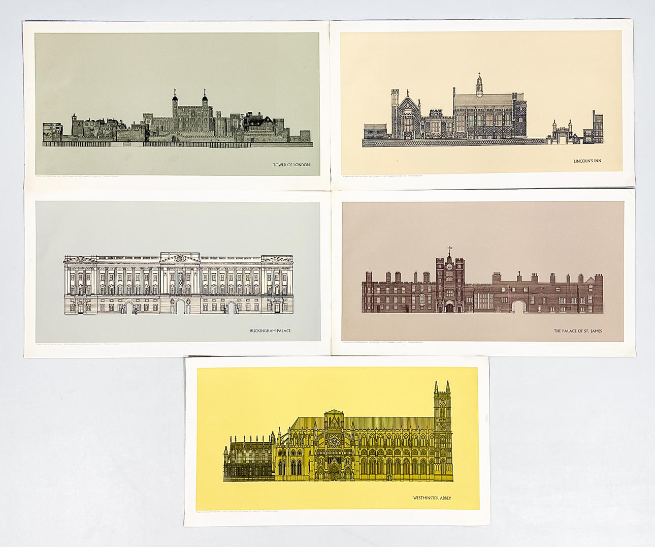 TRYCK, 5 st, "Engelska Palats", England.