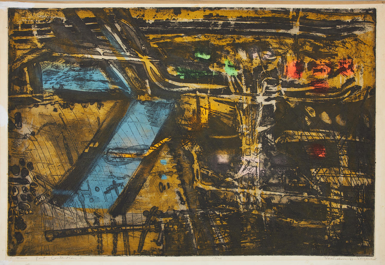MALCOLM HAYNIE MYERS. “Two part contention”, lithograph in colour, signed and numbered 18/25.