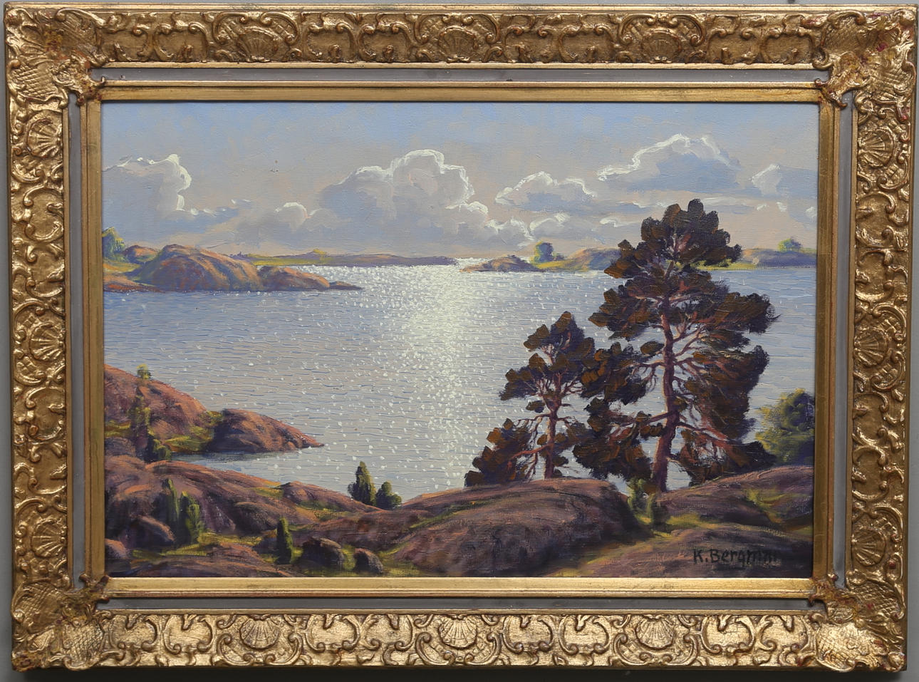 KARL BERGMAN. Solbelysta tallar och vatten.