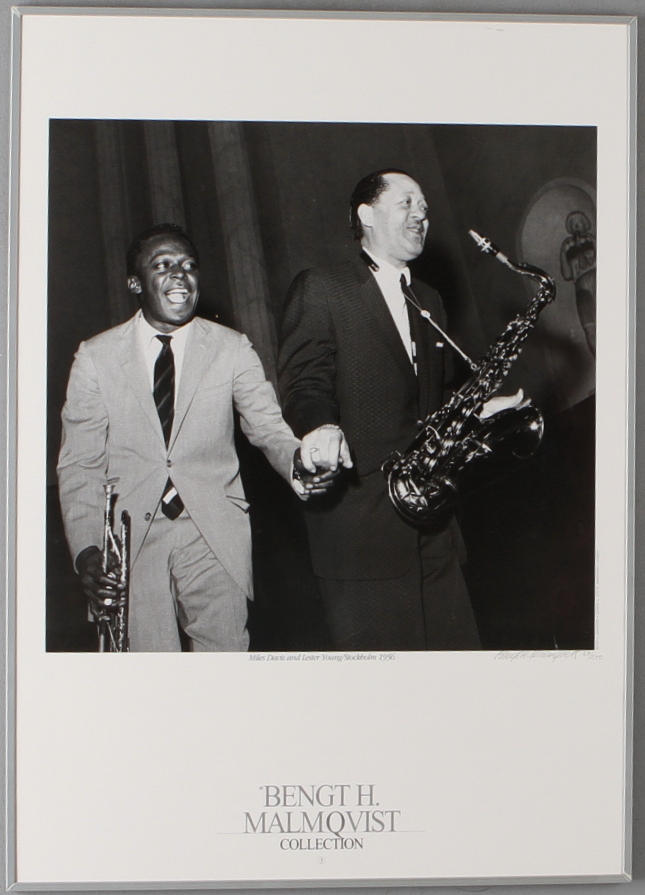 BENGT H MALMQVIST. Affisch, "Miles Davies and Lester Young/Stockholm 1956", signerad och numrerad 27/300.
