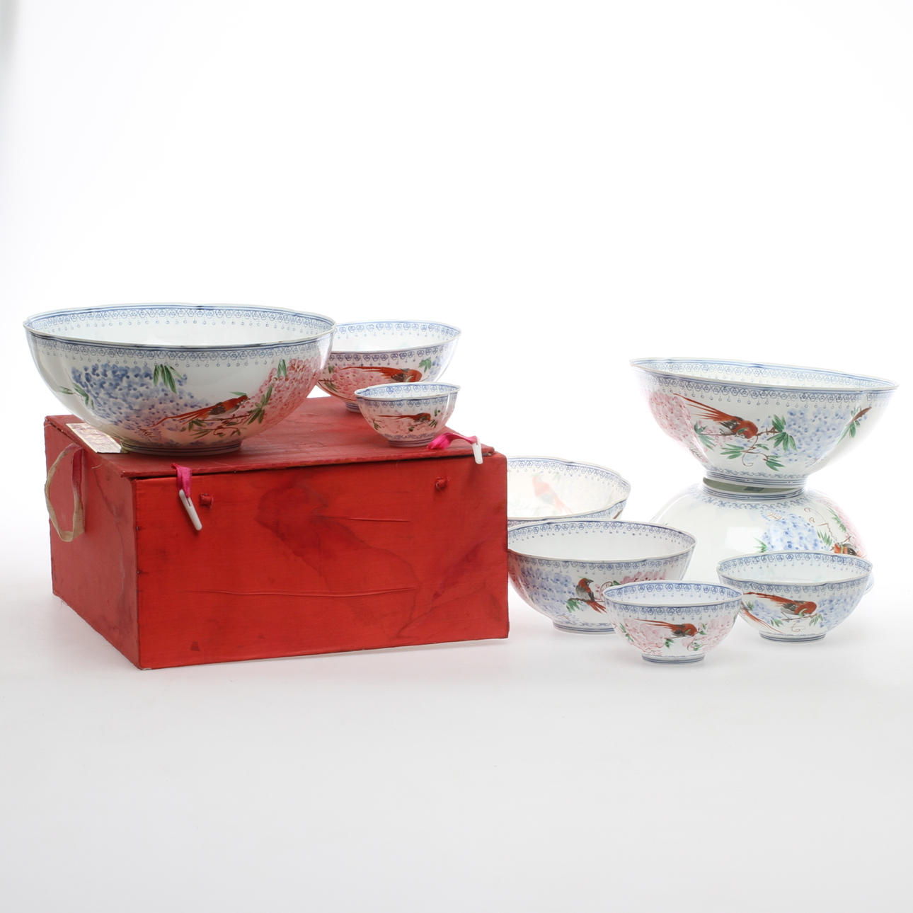 SKÅLAR, 9 st ,äggskalsporslin, Kina.