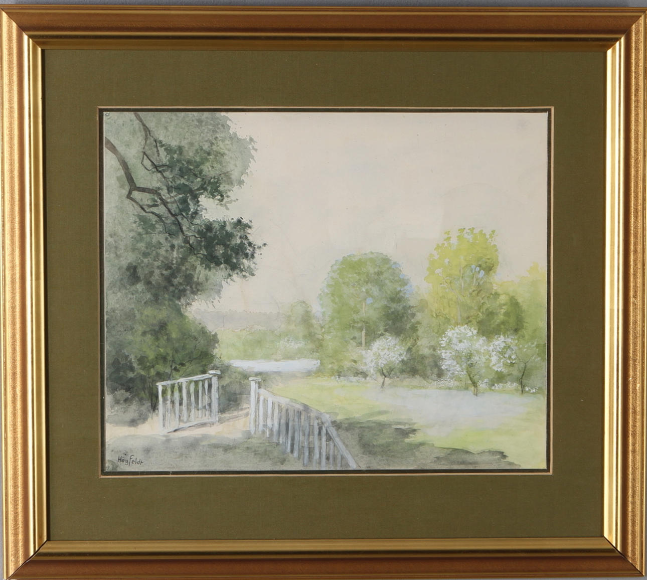 ROBERT HÖGFELDT. Sommarlandskap, blandteknik, signerad.