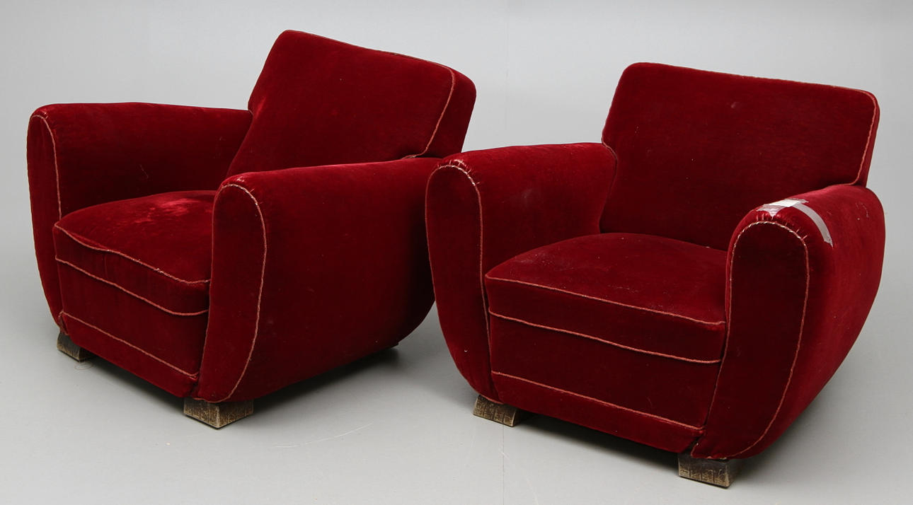 FÅTÖLJER, 1 par, art deco, 30/40-tal.