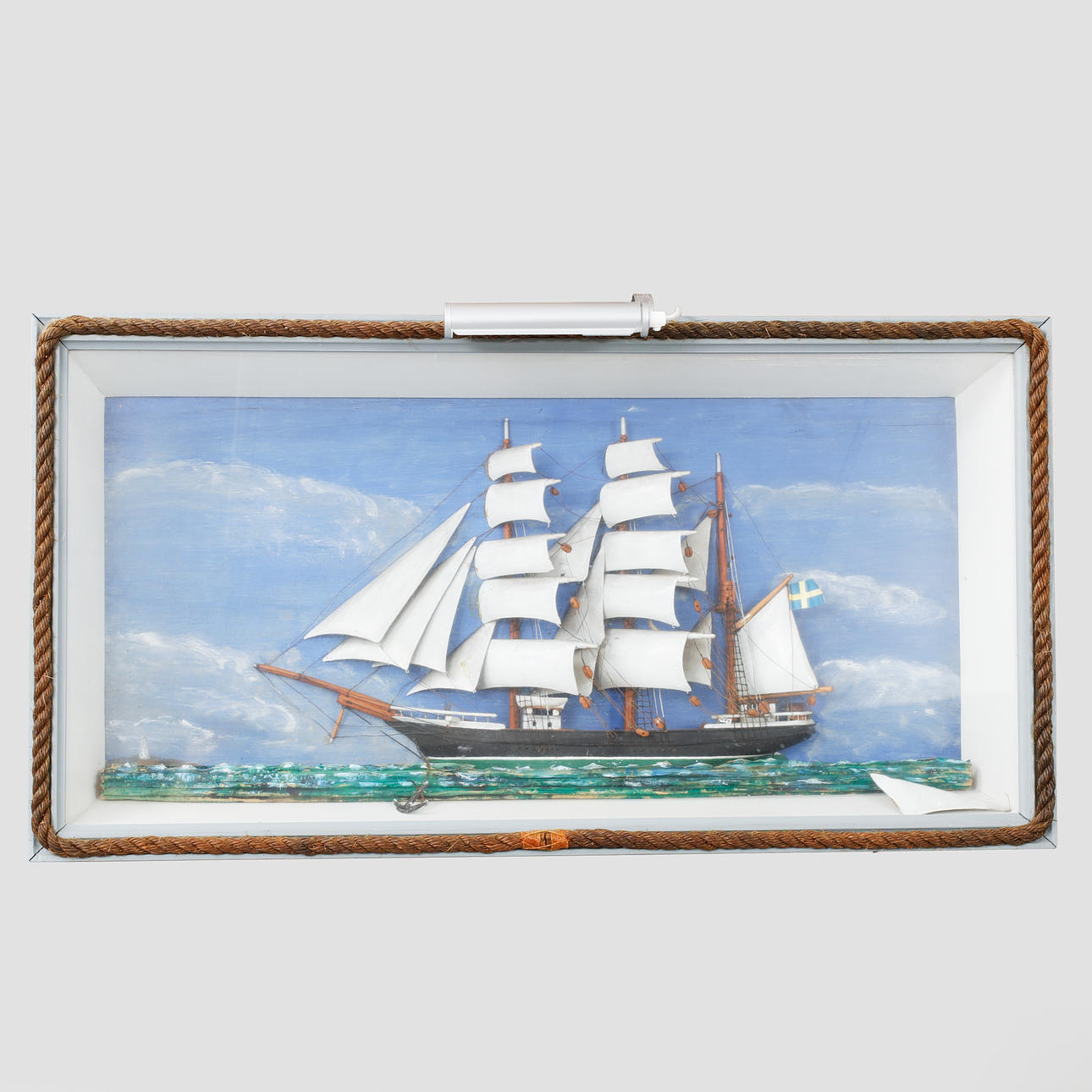 Ein Schiffsmodelldiorama aus der zweiten Hälfte des 20. Jahrhunderts.