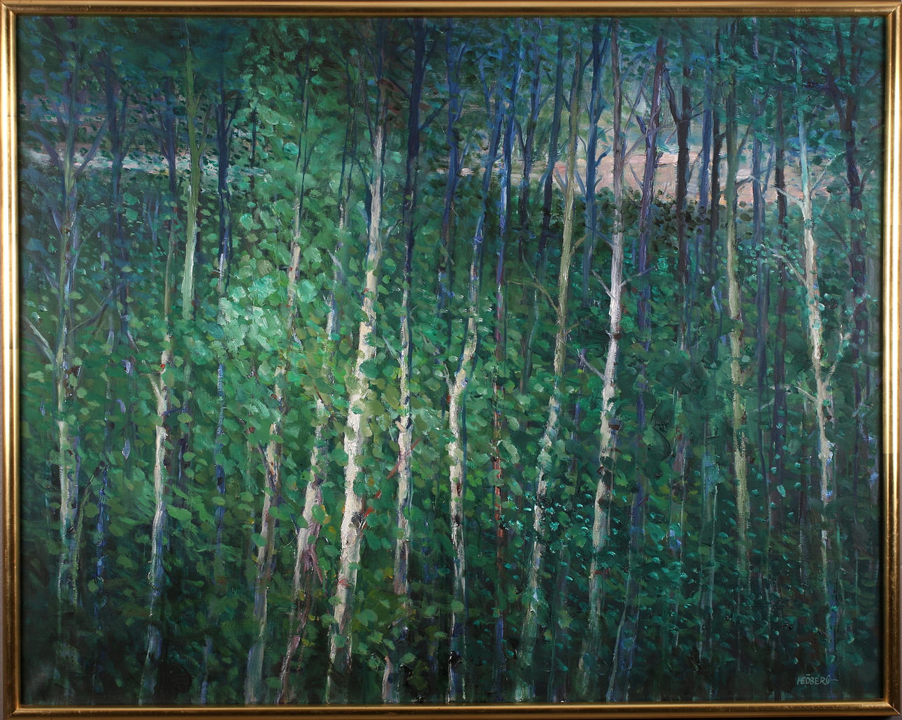 HANS-ERIK ÖBERG. "Lövskog", olja på duk, signerad.