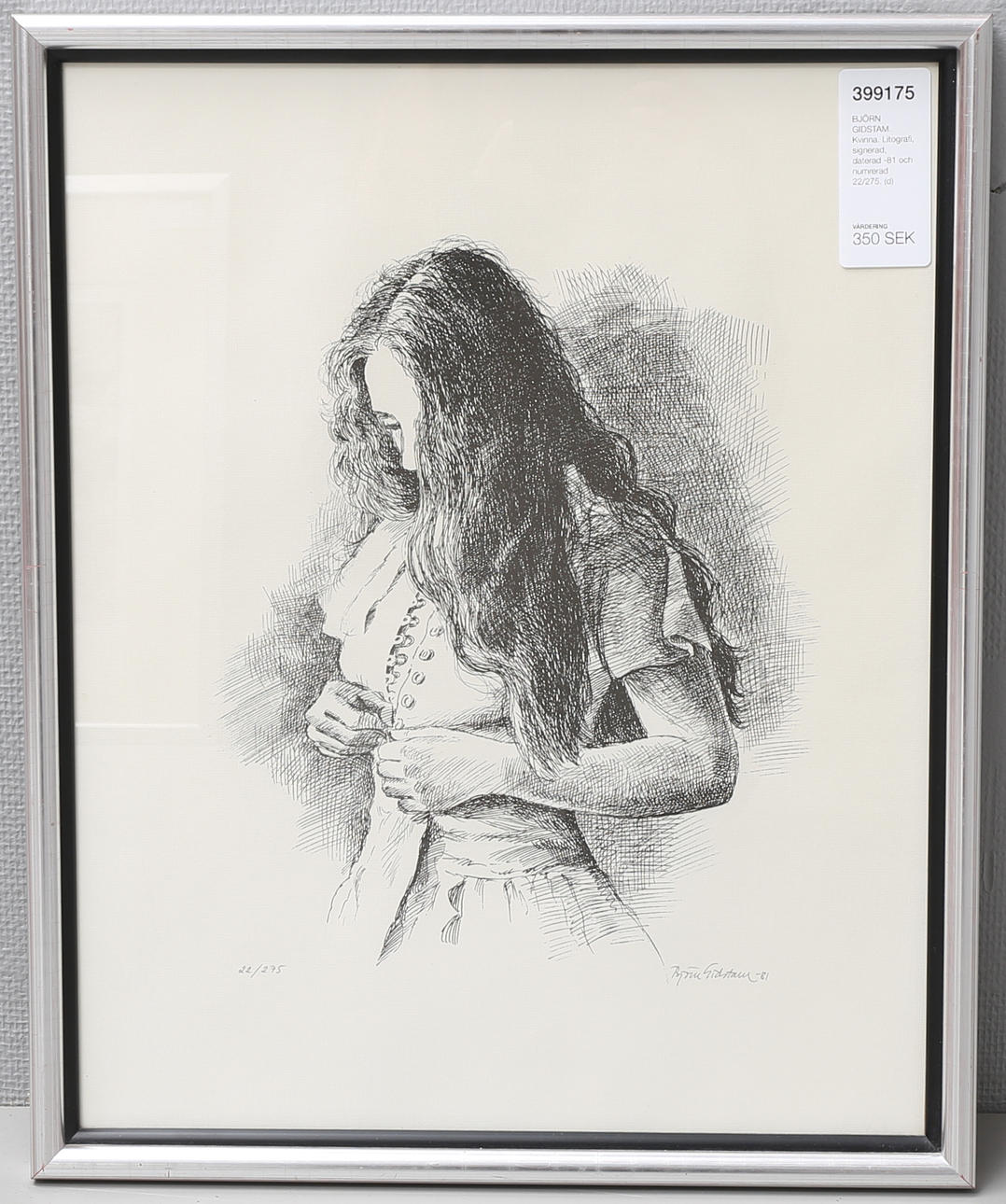 BJÖRN GIDSTAM. Kvinna. Litografi, signerad, daterad -81 och numrerad 22/275.