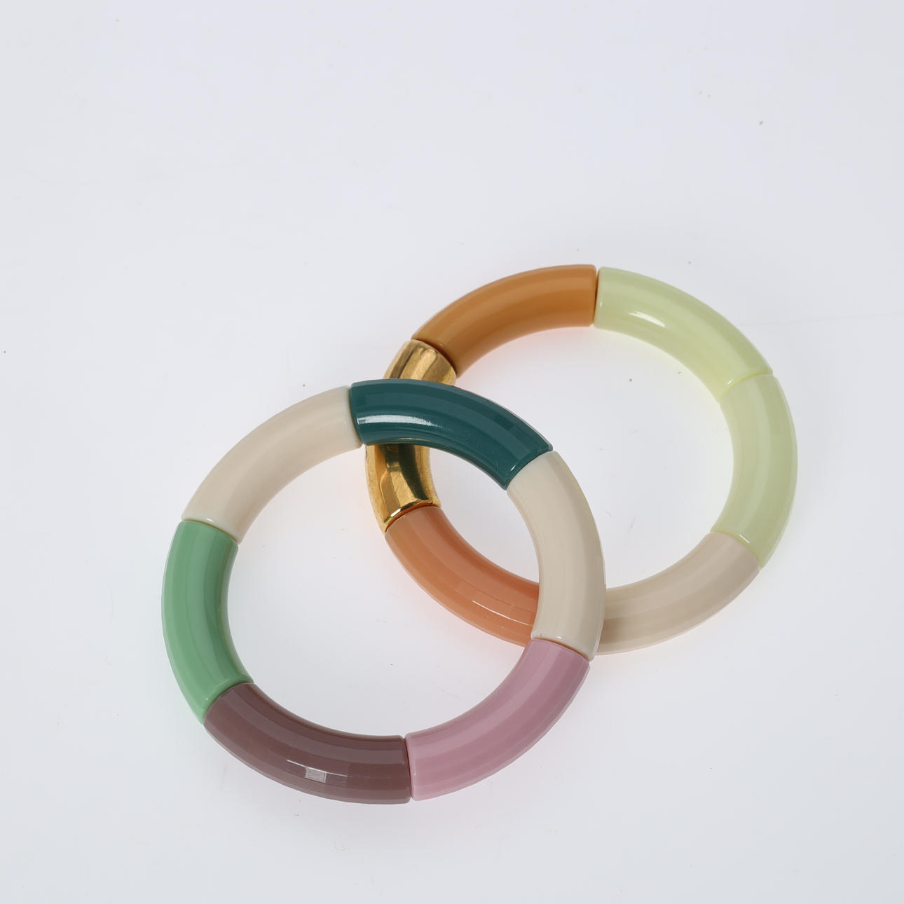 KYOTO TANGO. Two bracelets, multiple colors, faceted resin 