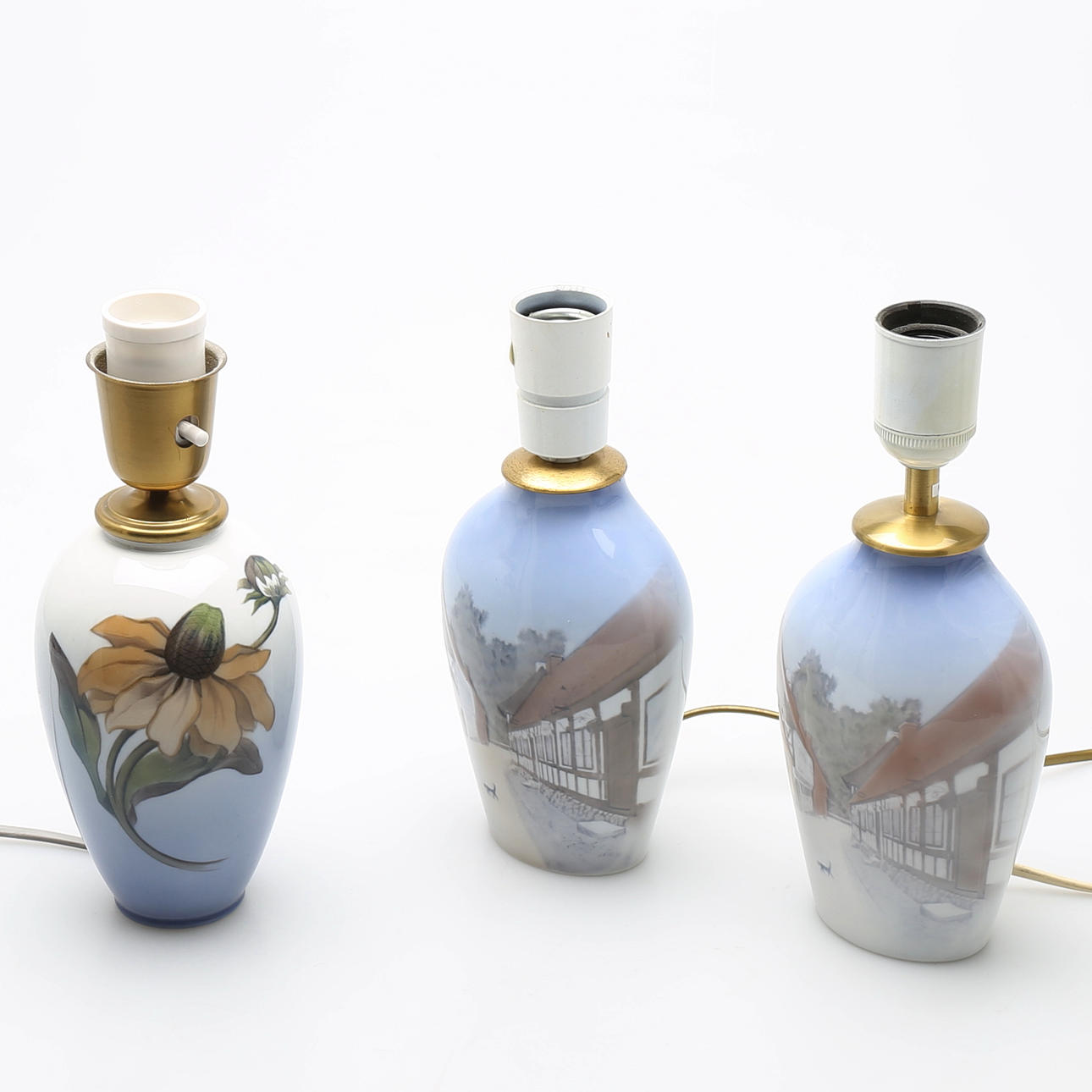 BORDSLAMPOR, 3 st, porslin, B&G, Royal Copenhagen.