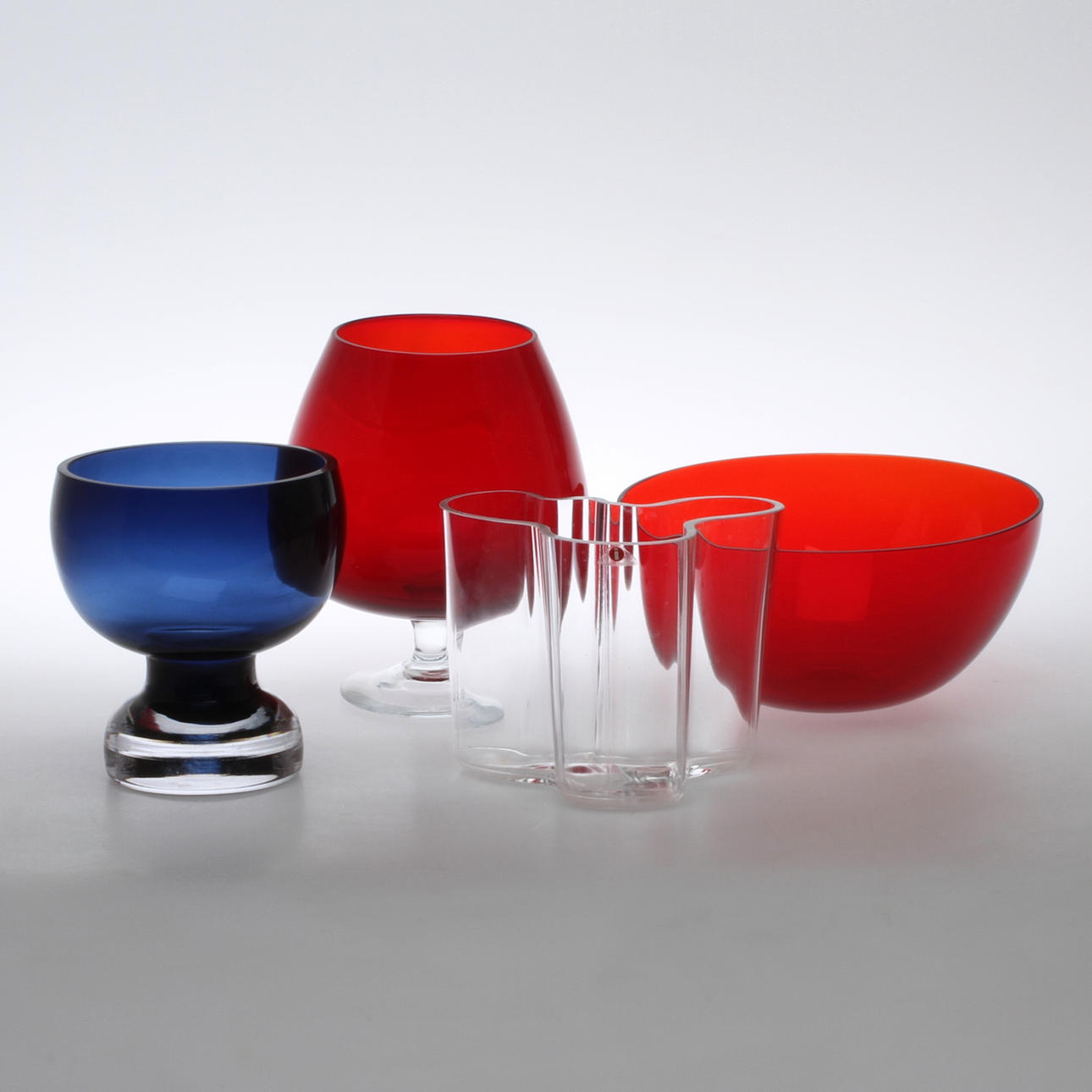 PARTI GLAS, 4 delar, bl a Alvar Aalto, Iittala, 1900-tal.