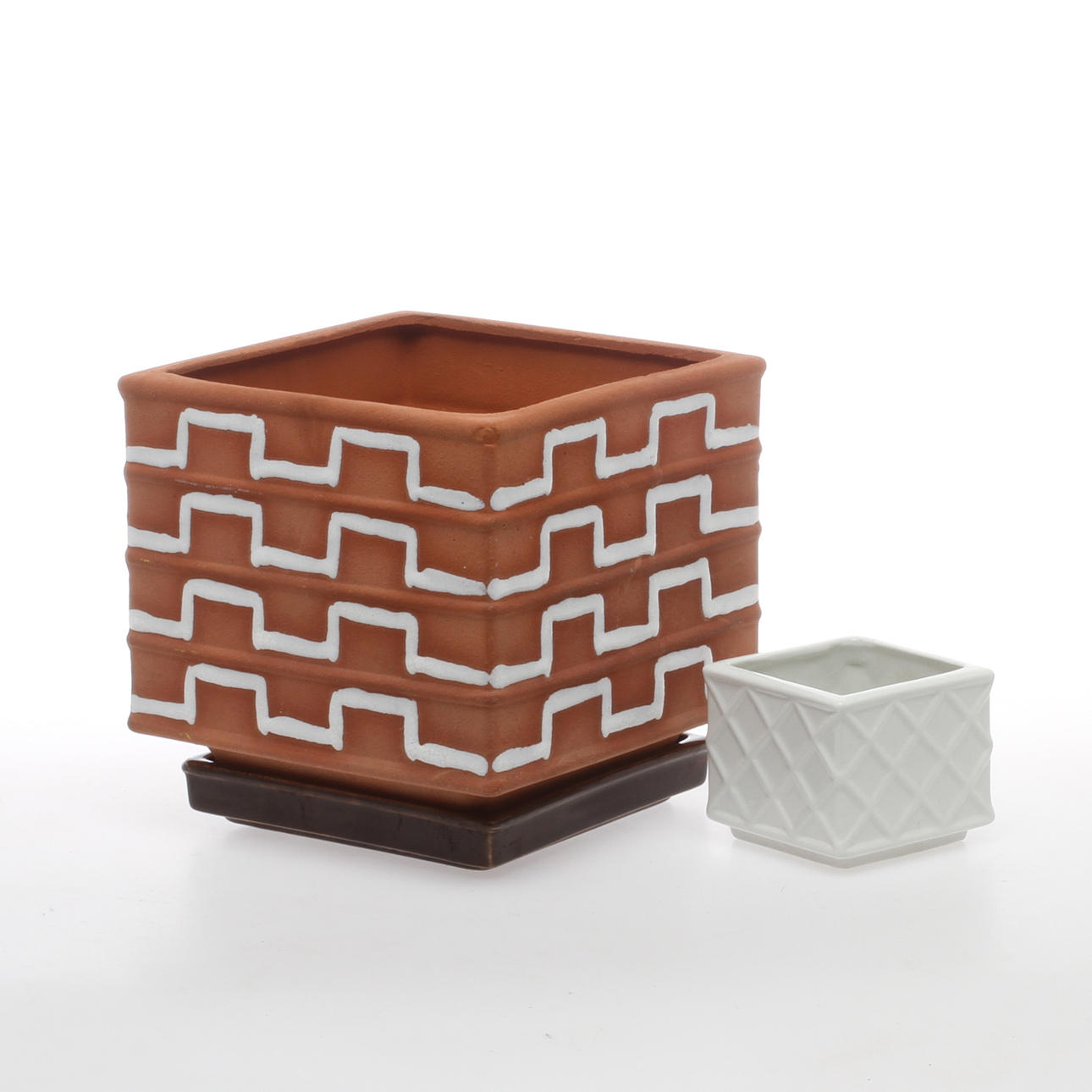 BLOMKRUKA MED FAT, samt YTTERFODER, keramik, "Planta", Wilhelm Kåge, Gustavsberg, 1950-tal.