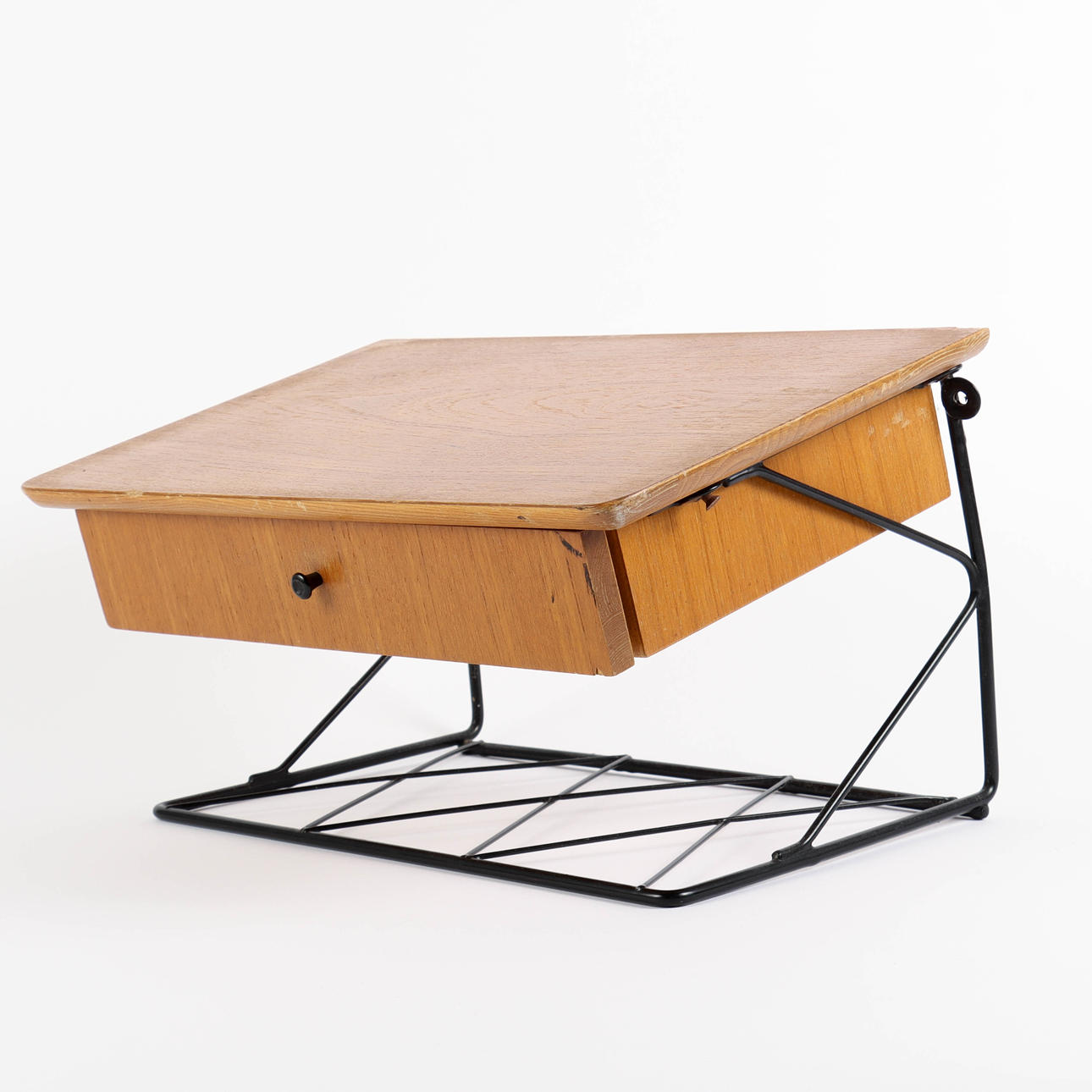 TELEFONABLAGE aus Teakholz, Schnurmodell.