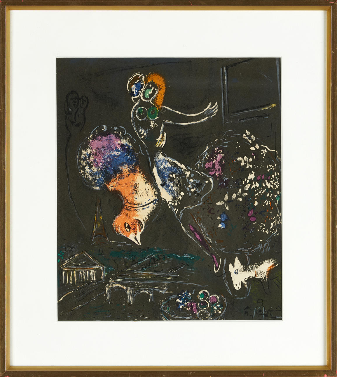 AFTER MARC CHAGALL. “Night in Paris” (“La Nuit, Série de Paris