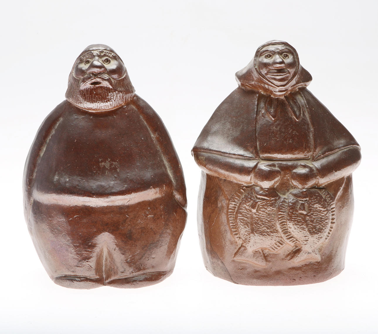 SKULPTURER, 1 par, Fiskare, keramik, signerade.