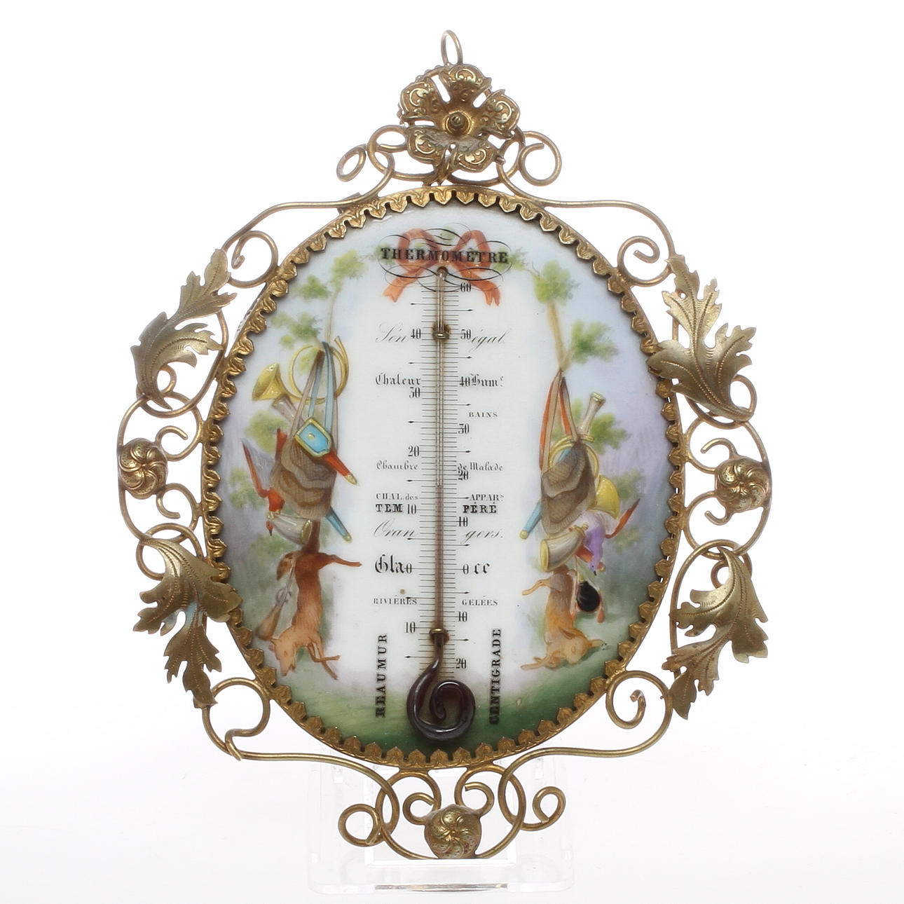 TERMOMETER, porslin och metall, trol Frankrike, 1800-tal.