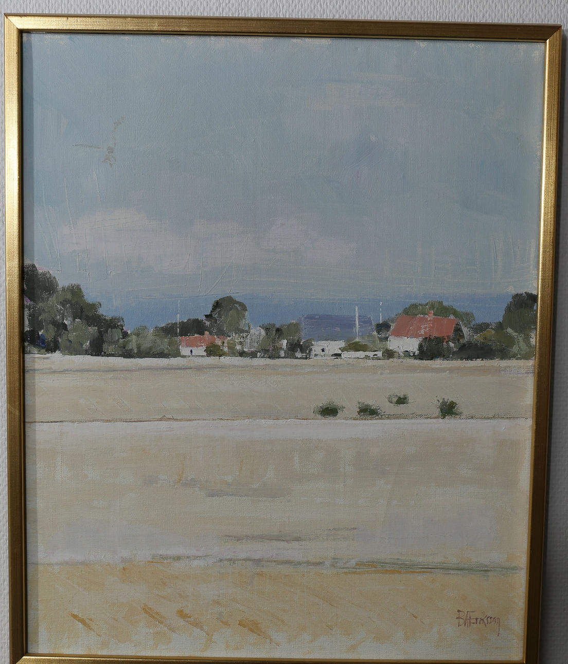 OIDENTIFIERAD KONSTNÄR. Olja på duk, "Vid Skillinge", signerad BA Eriksson.