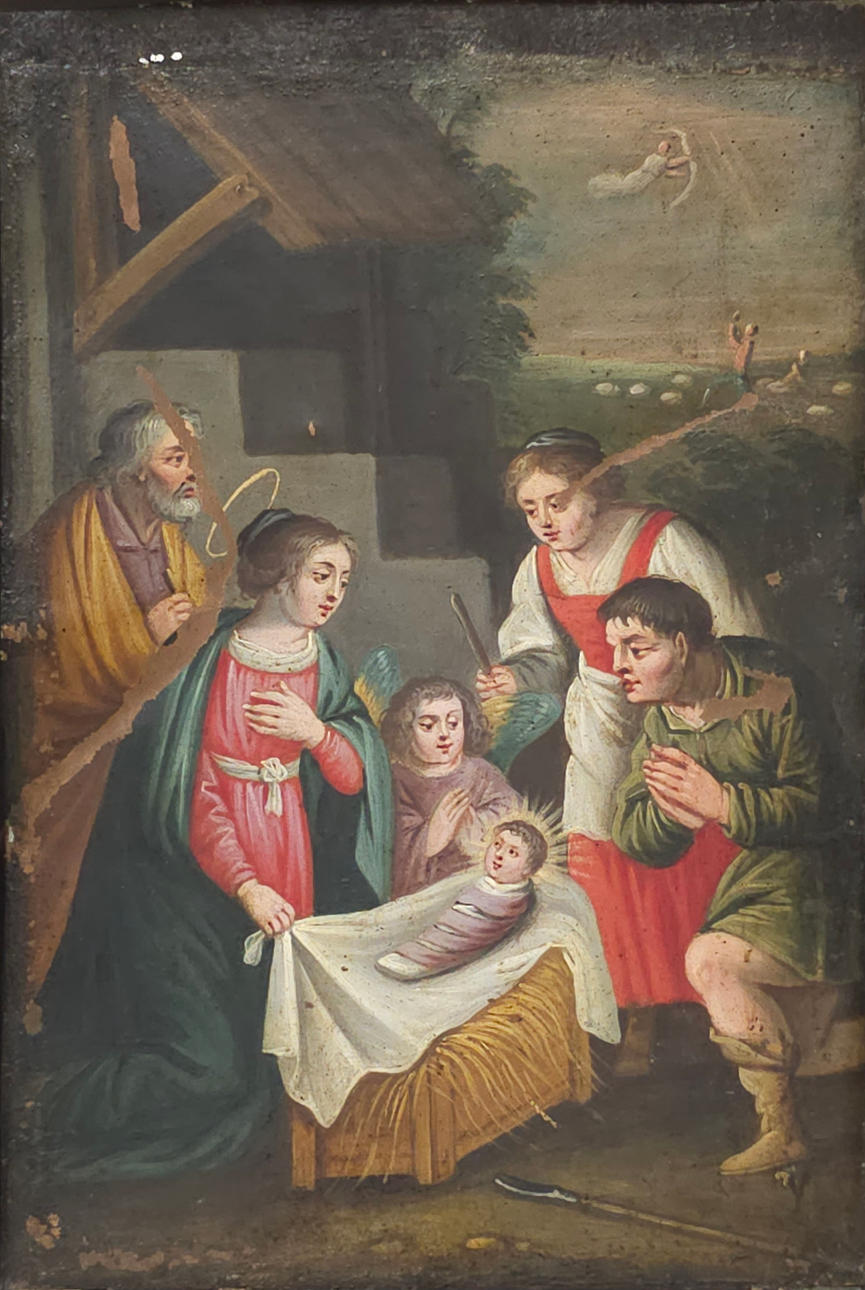 GEBURT, 19. JAHRHUNDERT, ÖL AUF KUPFER.