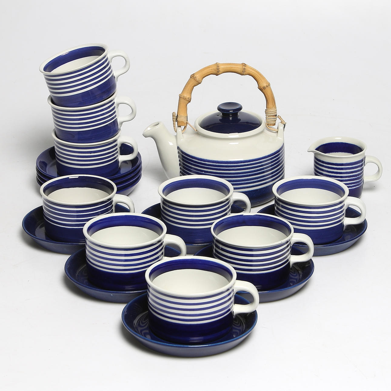 TESERVIS, 21 delar, porslin, "Kobolt", Karin Björquist, Gustavsberg, 1958-72.