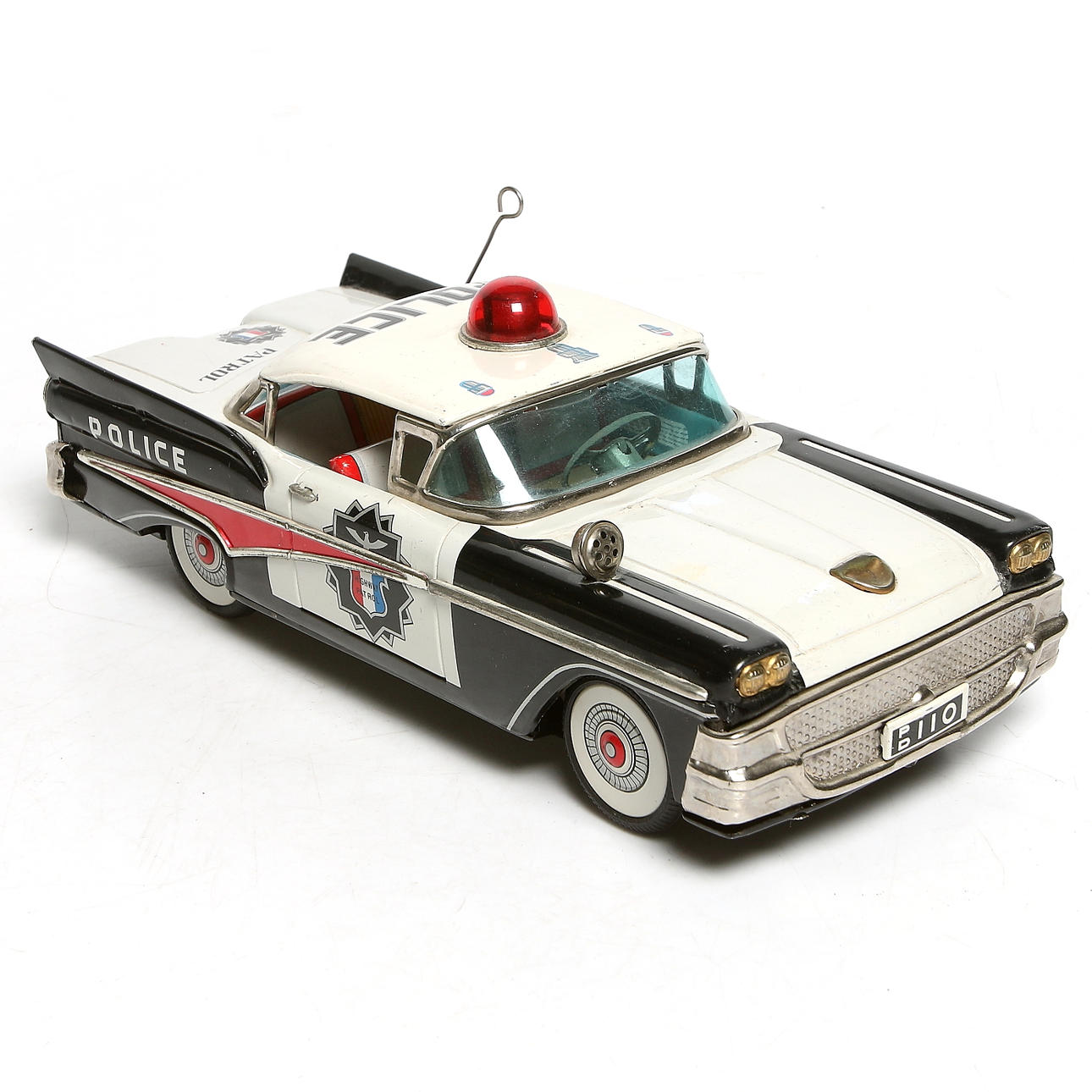 LEKSAKSBIL, plåt, ford -58, "Police, Highway Patrol",sannolikt Japan. 1900-talets mitt.