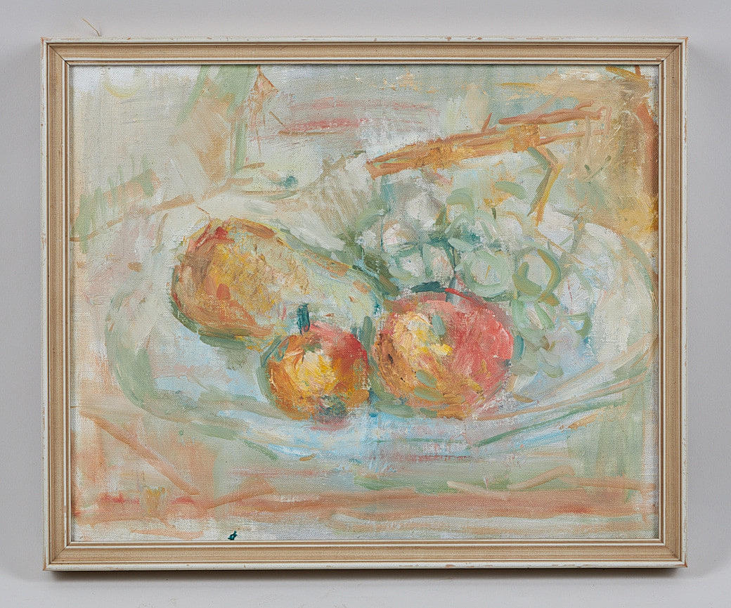 ANITRA LUCANDER. Obststillleben, Öl auf Leinwand.