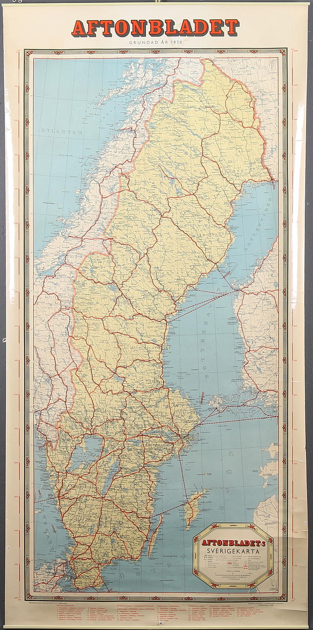 KARTA, Aftonbladets Sverigekarta. 1956.