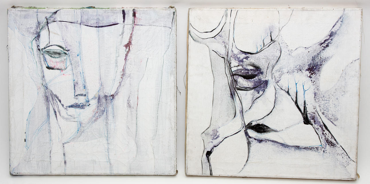 I & DU, akryl och temepera på duk, ej signerad, ej daterad.