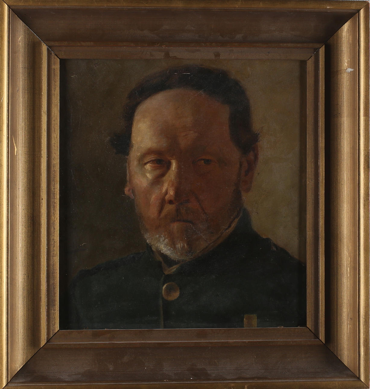 OIDENTIFIERAD KONSTNÄR. Porträtt av Man, olja på pannå, signerad Tunelius.