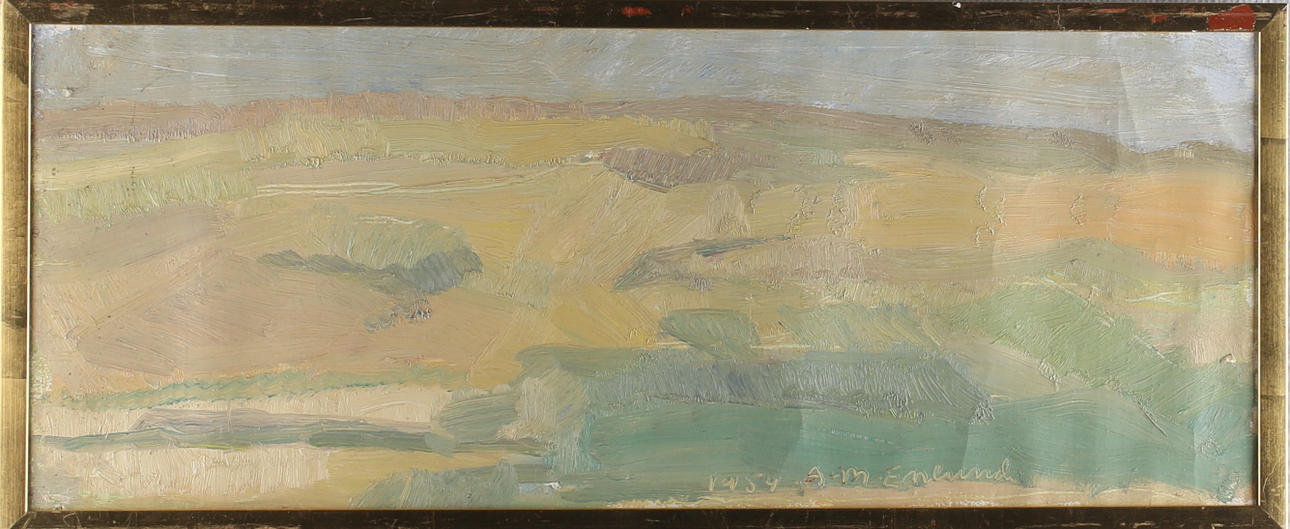 ANN-MARIE ENLUND. "ökenlandskap Tunisien", olja på duk, signerad samt daterad 1954.