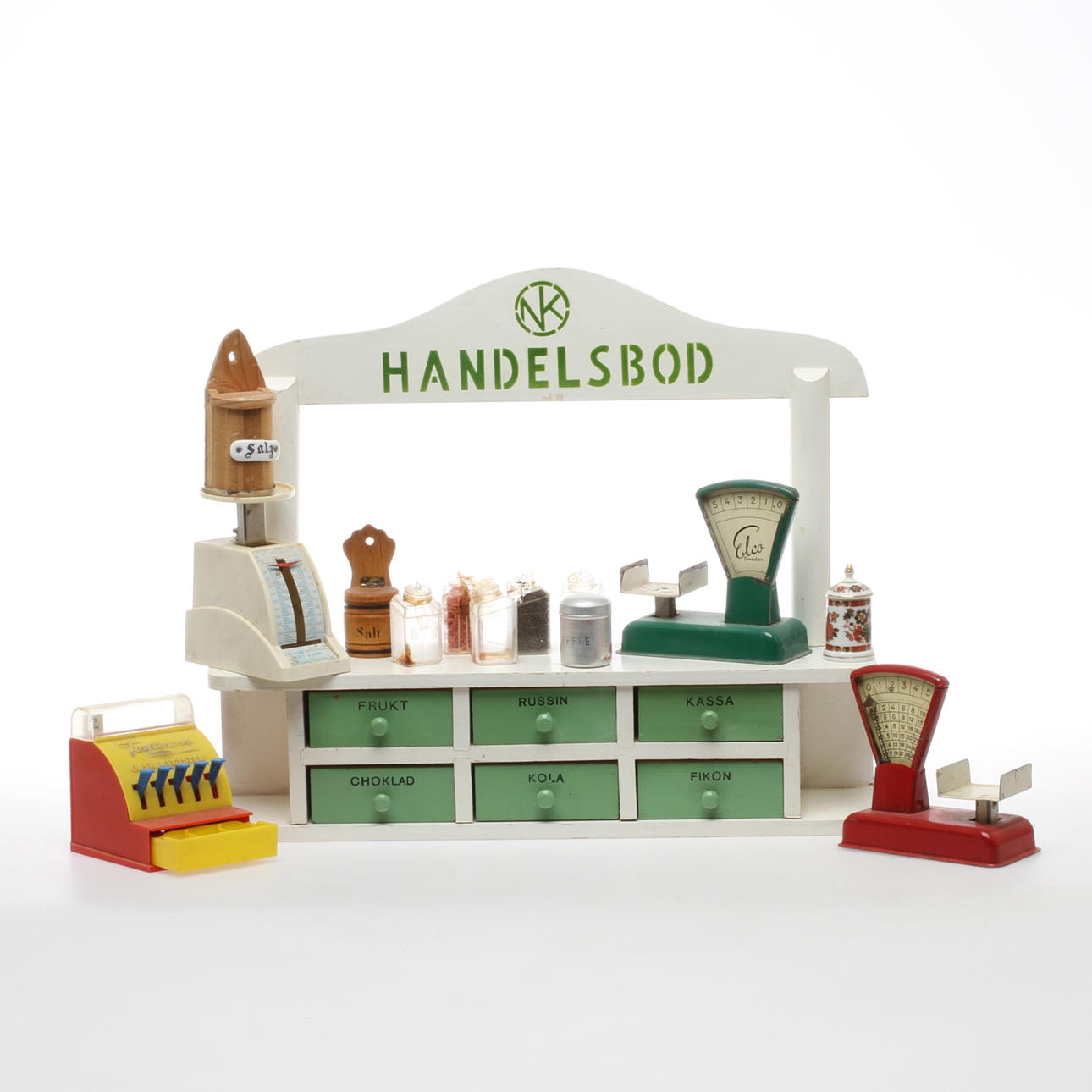 LEKSAK, "NK Handelsbod" med div tillbehör, 1900-talets första hälft.