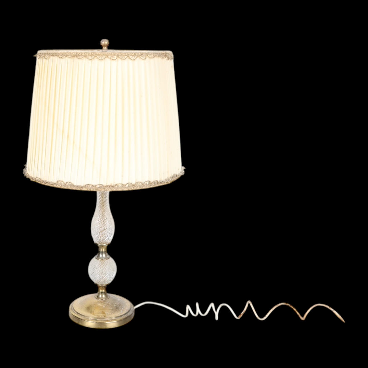 LÁMPARA DE MESA, latón/cristal.