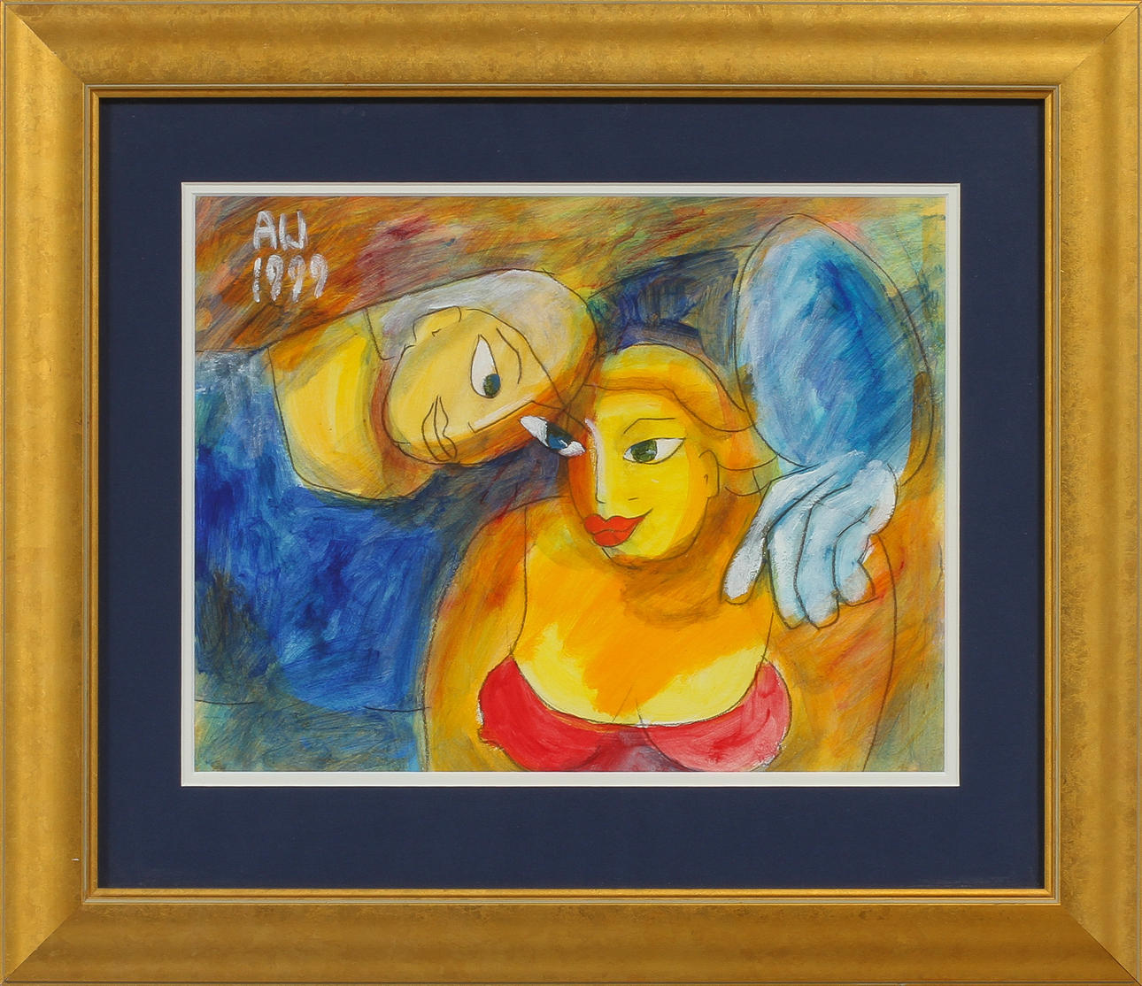 ALINA WITWITZKA. Figurscen, blandteknik, signerad och daterad 1999.