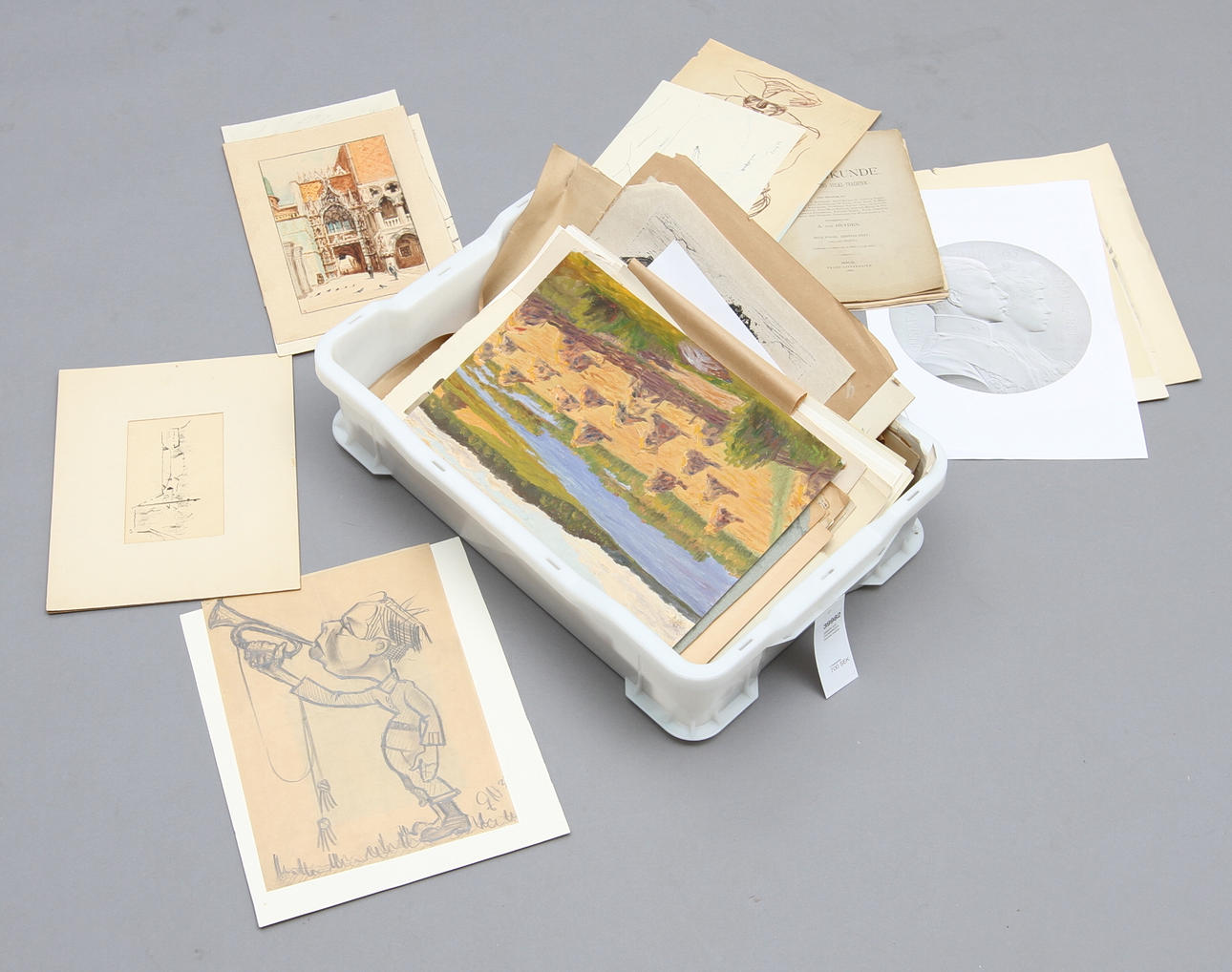 GRAFIK och TECKNINGAR, diverse oramat.