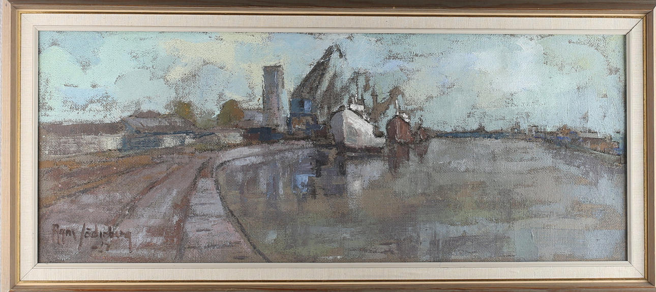 AGNE SÖDERBERG. Hamnmotiv, olja på duk, signerad samt daterad -67.