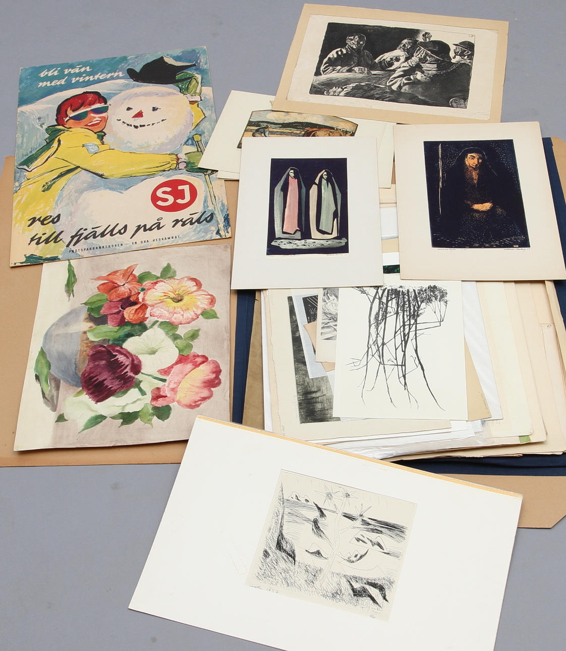 GRAFIK,teckningar, affischer m.m., oramat.