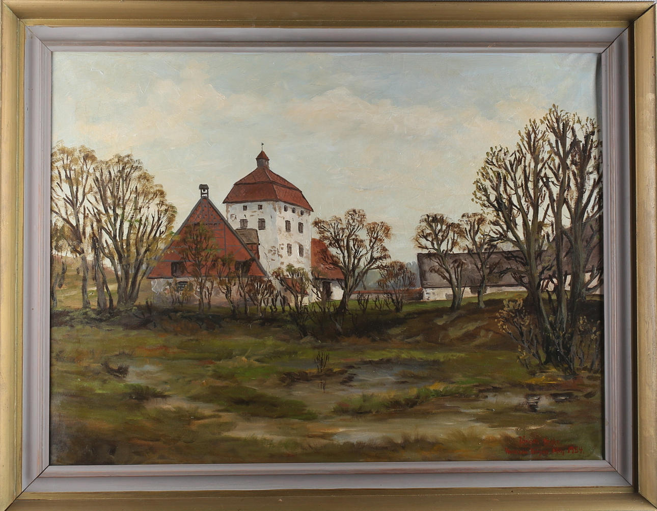 OIDENTIFIERAD KONSTNÄR. "Hovdala Borgen", olja på duk, signerad Jörgen Krohn samt daterad 1954.
