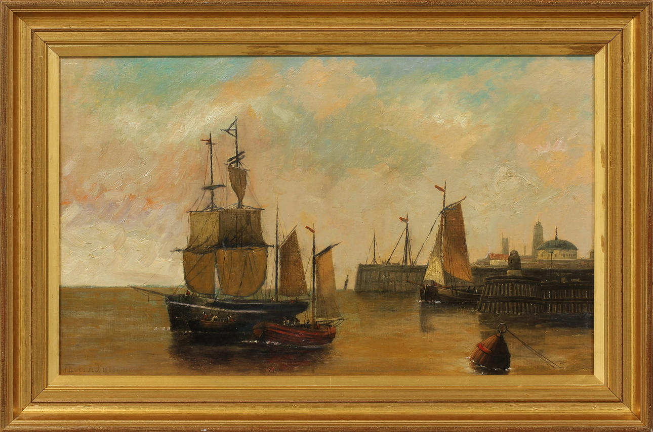 J.J EVERARD. olja på pannå, sign.