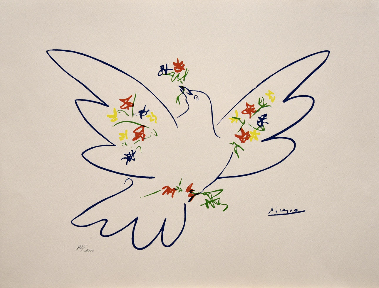 PICASSO, PABLO (1881 MALAGA - 1973 MOUGIN). EFTER. fred duva med blommor.