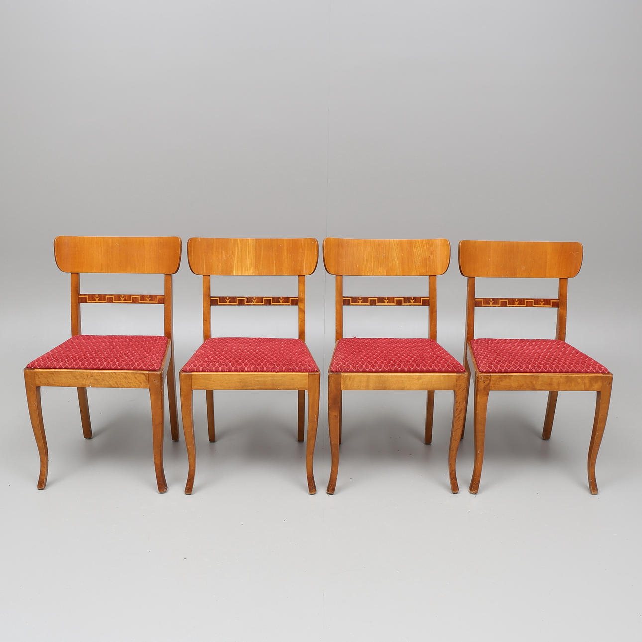 STOLAR, 4 st, intarsia, art deco, 1900-talets första hälft.